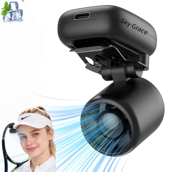 Portable Clip on Fan, Hands-Free Mini Hat Fan with 3 Speeds, Rechargeable Personal Cooling Fan for Hiking, Camping, Soccer, Running and Travel(Black)
