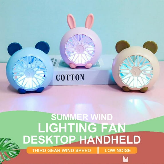 Portable Clip Fan Battery Operated, 3 Speeds USB Rechargeable Mini Table Fan, Desktop Fan With Light Outdoor Summer Cool USB Charging Fan for Home Office Bedroom