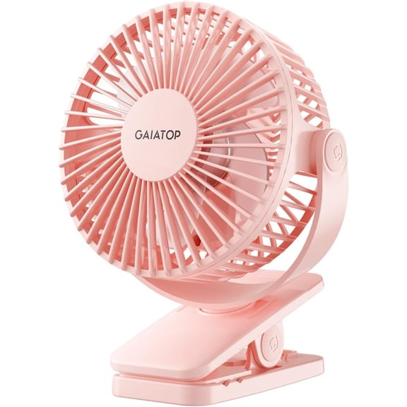 Portable Clip on Fan Battery Operated, Small Powerful 3 Speed Quiet 360° Rotate, USB Rechargeable Mini Personal Cooling Fan for Desk Table Home Office Stroller Camping Women Gifts Pink