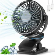 Portable Clip on Fan,USB Rechargeable Mini Cooling Fan Clip On Desk Table,360° Rotate,3 Speed,Small Portable Fan for Table,Bedroom,Desk,Dormitory,Camping,Stroller,Golf Cart