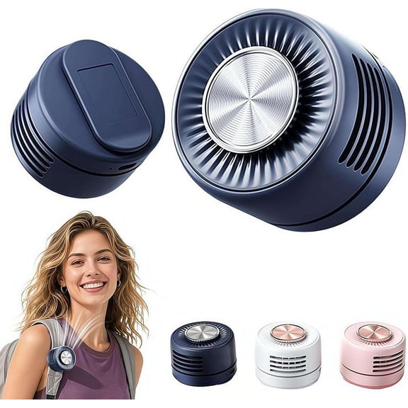 Portable Clip-On Fan, Mini Bladeless Electric Fan for Shirt & Waist, Adjustable 3-Speed Suspended Whirlwind Fans Silent Personal Fans for Outdoor Office Travel Accessories & Gift (Blue)