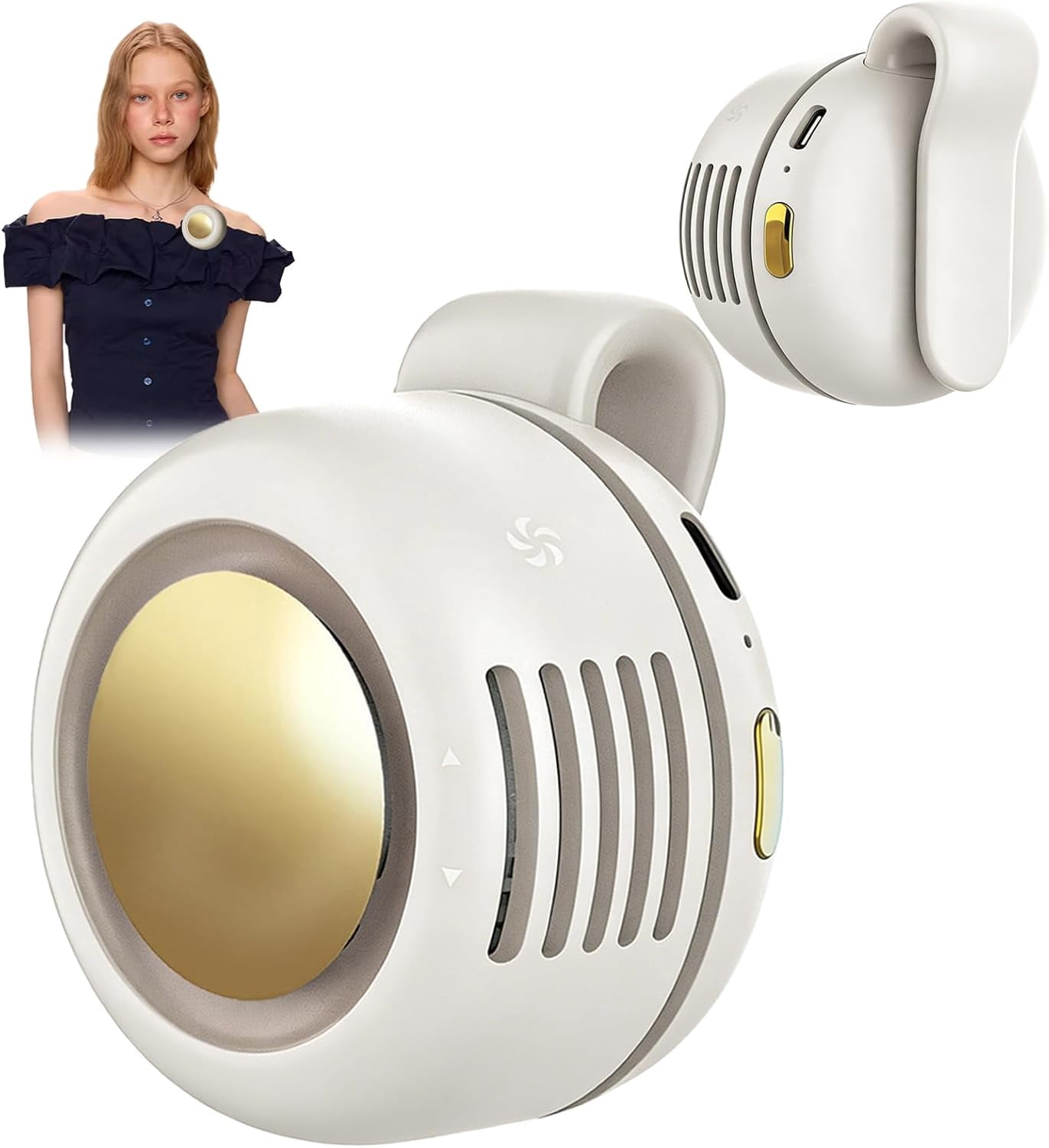Portable Clip-On Fan, Mini USB Rechargeable 360 °   Rotatable Fan, Personal Fan 3-Speed Silent Mini Bladeless Fans