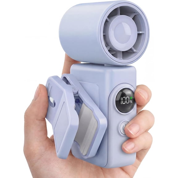Portable Clip-On Mini Fan, Hands-Free, Turbo Personal Handheld Fans Rechargeable w/ 4 Wind & LED Display, Pocket Size Summer Cooling Essentials for Travel/Eye Lash/Beach/Concert, Gifts for Women