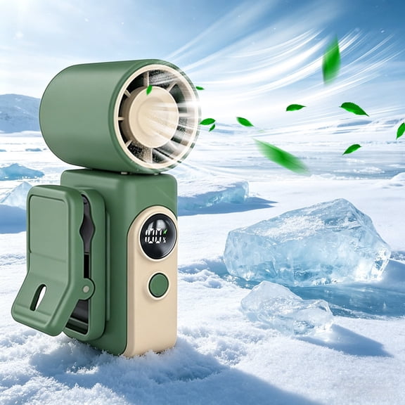 Portable Clip-On Mini Fan - Rechargeable Hands-Free Fan with 4 Adjustable Speeds, 13500RPM Motor, Smart LED Display, 360° Rotation, Ideal for Travel, Outdoor Activities, and Indoor Use,Green