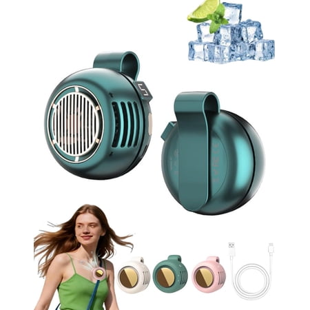 Portable Clip-on Fan, Mini Waist-hanging Bladeless Fan with 360° Rotation, USB Rechargeable 5-Speed Silent Personal Fan with LED Display