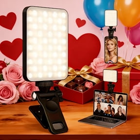 Portable Clip-on Selfie Fill Light, Rechargeable 2000mAh 60 LED Camera Light with 3 Lighting Modes, Phone & Webcam Makeup Accessory, Ideal Christmas Gift