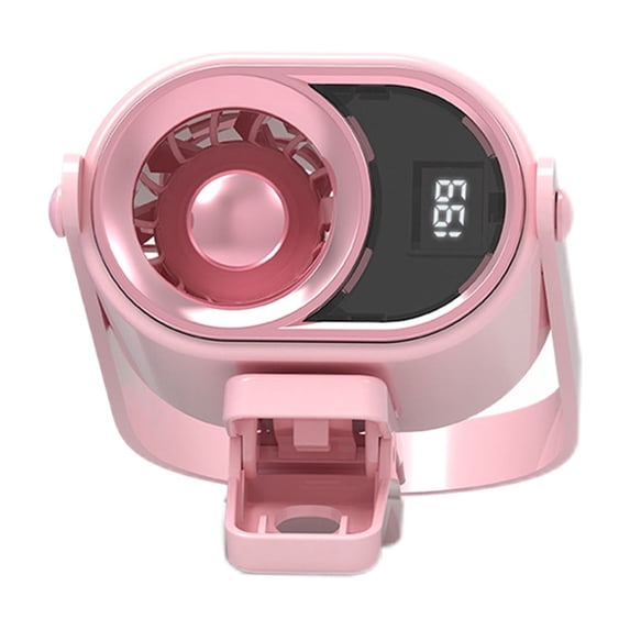 Portable Clip on Waist Fan, Pink, Digital Display Mini Fan with Cooling Plate, Rechargeable Hands Free Fan for Outdoor, Desk, Umbrella
