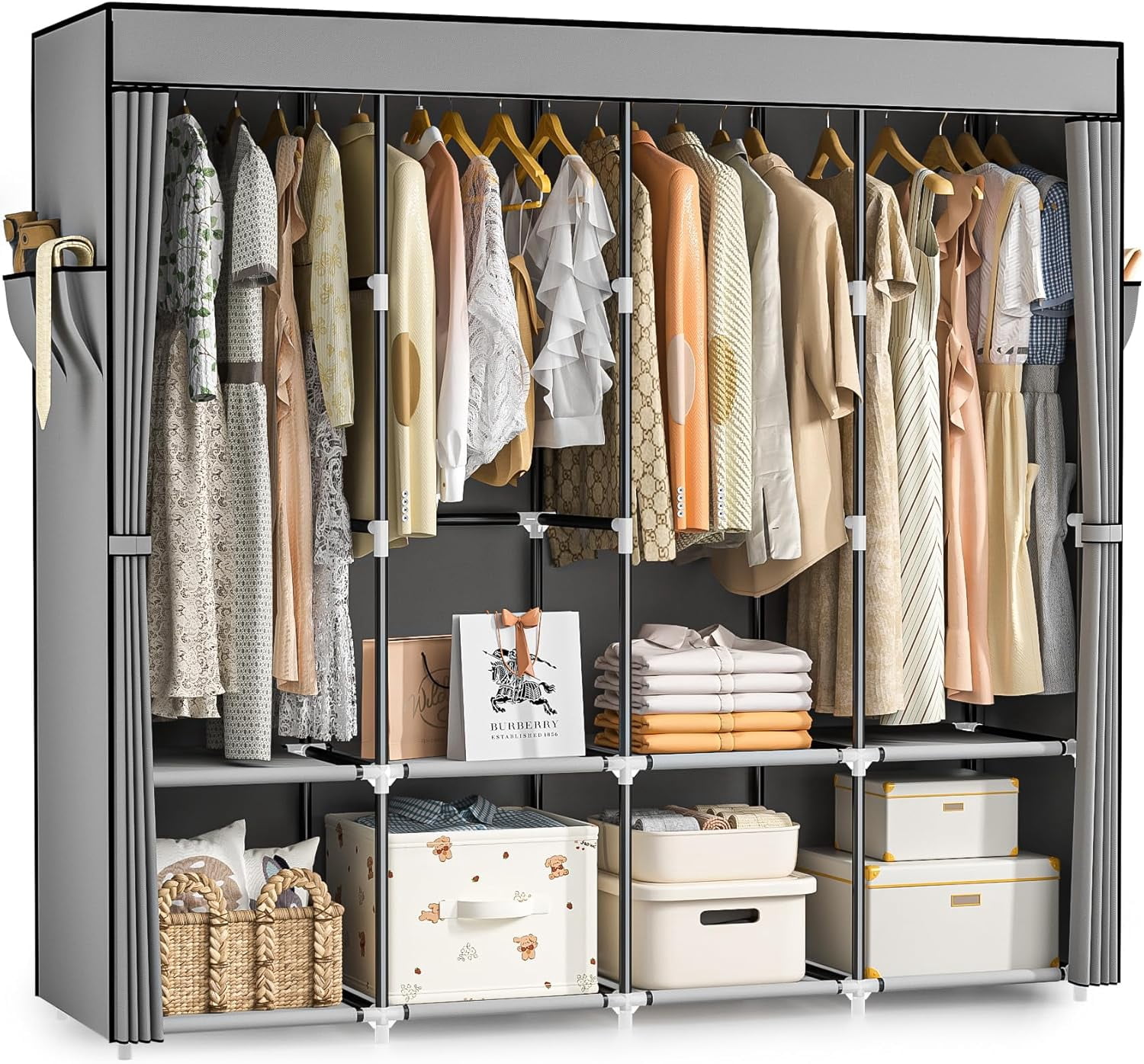Portable Closet, 66 Inch Large Capacity Wardrobe for Closet Organizers ...