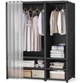 thumbnail image 1 of Portable Closet, Brochao Large Portable Wardrobe with 2 Hanging Aera & 4 Storage Shelves, Sturdy Clothes Storage Cabinet with Curtain for Living Room, Clothes Room, Black, 1 of 14