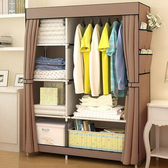 Portable Clothes Closet Wardrobe Storage Organizer with Breathable Fabric Closet, Easy to Assemble Strong Durability Bedroom Clothes Closet Organizer