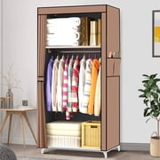 HONEIER Portable Closet,57 Clothes Storage Closet Organizer with 16mm Iron Pipe, Clothes Rack with Dustproof Non-woven Fabric Cover, Wardrobe Clothes Closet Storage for Bedroom