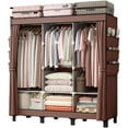 thumbnail image 1 of Portable Closet, Clothes Storage Box, Simple Wardrobe for Hanging Clothes, Multiple Shelves and 3 booms,18 Side Pockets 51" W*17.7" D*67.7" H (Coffee), 1 of 8