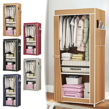 Portable Closet Clothes Storage Organizer - Easy-Assembly Multi-Functional Wardrobe Closet, Household Fabric Wardrobe with Side Pockets for Bedroom Dorm
