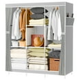 thumbnail image 1 of Wardrobe Closet Storage with 3 Hanging Rods, Portable Closet Organizers and Storage, Clothes Rack Shelf Garment Cabinet, Tool Free Assembly, Gray, 1 of 13