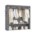 thumbnail image 1 of Portable Closet Clothes Wardrobe Organizer with Corver Clothing Rack with 4 Hanging Rods and Shelves for Bedroom Living Room Gray, 1 of 7