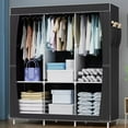 thumbnail image 1 of Portable Closet Organizer, Hanging Clothing Rack Shelf, Dustproof Non-woven Fabric Wardrobe Closet Storage, Black, 1 of 12
