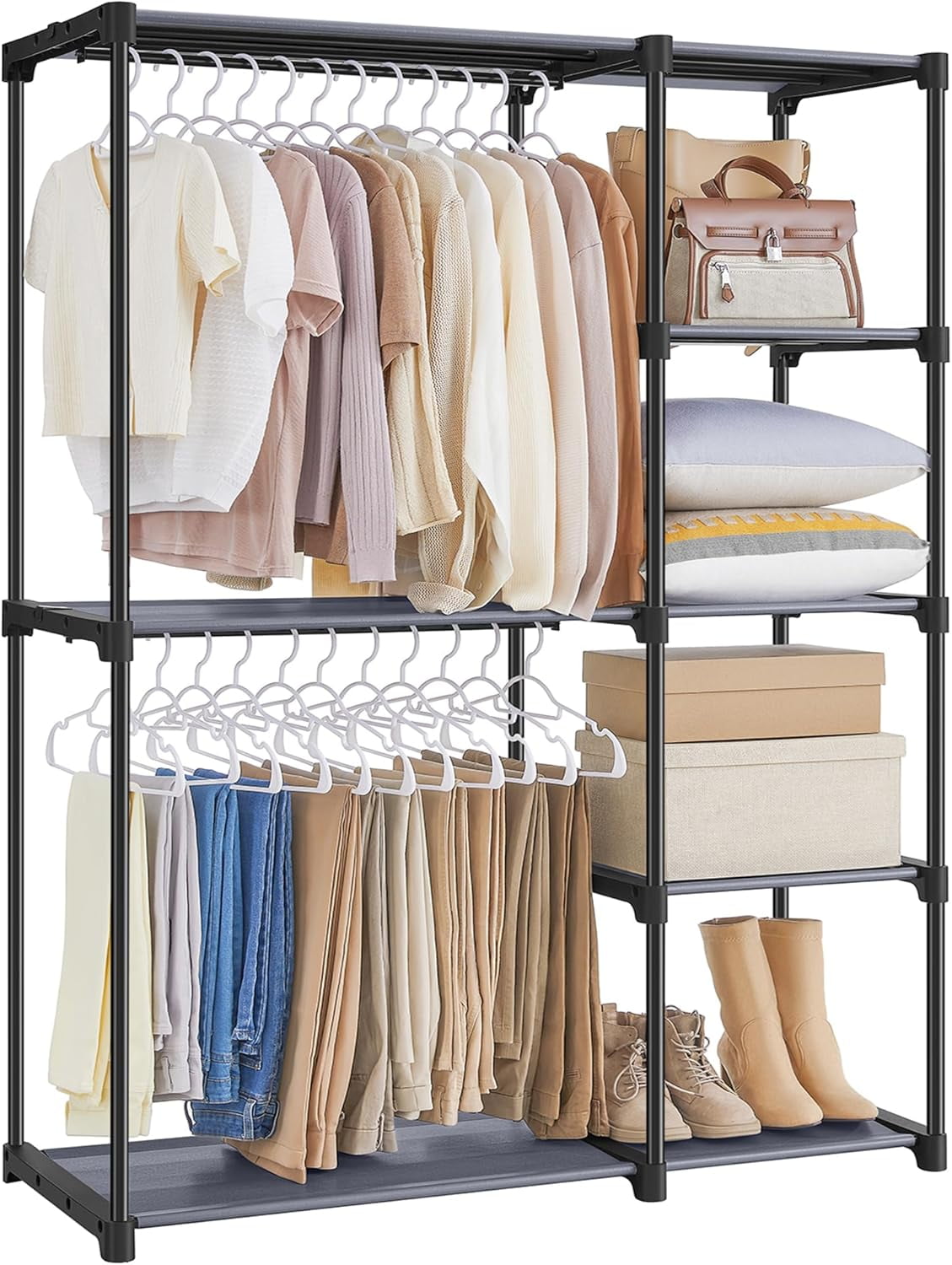 Compact Clothes Storage Rack Portable Closet, Freestanding Closet Organizer, Clothes Rack with ...