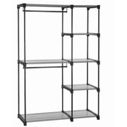 Portable Closet Freestanding Closet Organizer Clothes Rack with Shelves Hanging Rods Storage Organizer for Cloakroom, Bedroom Gray