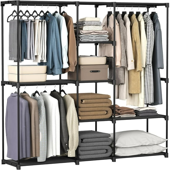 Portable Closet, Freestanding Closet Organizer, Clothes Rack with Shelves, Hanging Rods, Storage Organizer, for Cloakroom, Bedroom