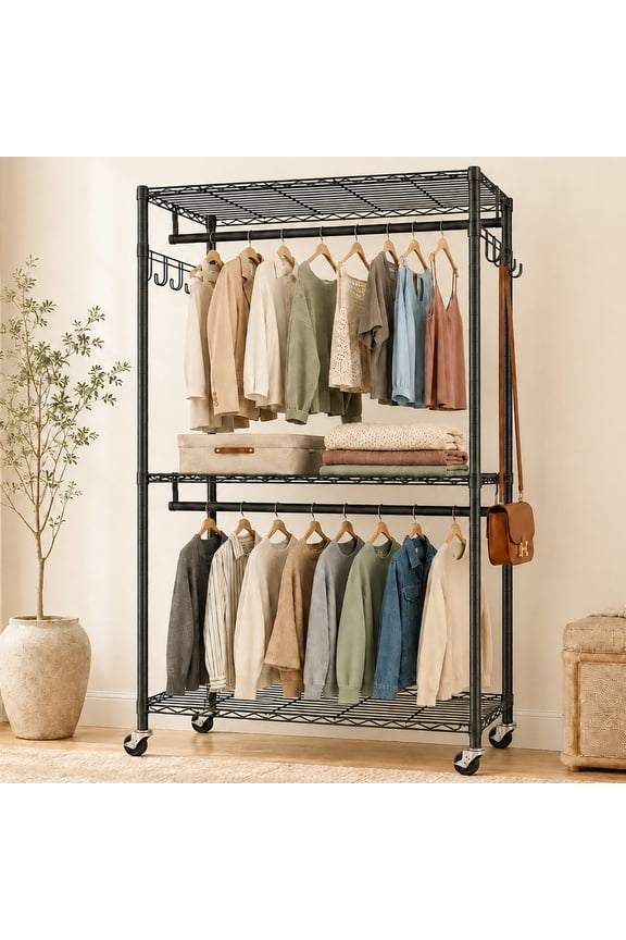 Portable Closet, Freestanding Closet Organizer, Clothes Rack with Shelves, Hanging Rods, Storage Organizer, for Cloakroom, Bedroom
