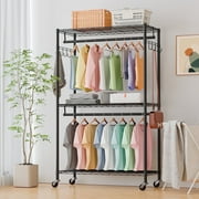 TINANA Portable Closet, Freestanding Closet Organizer, Clothes Rack with Shelves, Hanging Rods, Storage Organizer, for Cloakroom, Bedroom