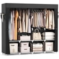 thumbnail image 1 of Large Portable Closet with 4 Shelves & Hanging Rods - 67 Inch Wide Wardrobe for Bedroom, Sturdy Free Standing Clothes Storage with Cover, Black, 1 of 8