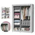 thumbnail image 1 of Portable Closet, Kvago Wardrobe Closet for Hanging Clothes with Hanging Rods, 5 Clothes Storage Organizer Shelves, Gray Closet, Quick and Easy to Assemble, 1 of 8