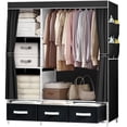 thumbnail image 1 of Portable Closet Organizer,Brochao Bedroom Wardrobe with 3 Drawers,4 Shelves,Clothes Storage,Black, 1 of 11