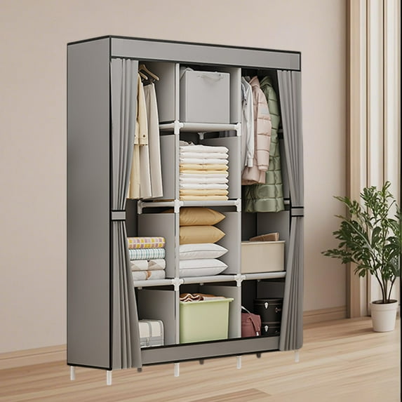 Portable Closet Organizer with Modular Design, Non-Woven Fabric Storage Cabinet for Bedroom, Space-Saving Cloth Wardrobe for Renters, Dorms, Small Apartments