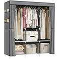 thumbnail image 1 of Portable Closet, Portable Closets for Hanging Clothes with 3 Hanging Rods and 6 Storage Shelves and 4 Side Pockets, Wardrobe Closet Easy to Assemble and Strong and Stable, 1 of 9