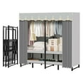 thumbnail image 1 of Portable Closet Rack Heavy-Duty Foldable Garment Racks with Cover 1200lbs Enclosed Wardrobe Closet with Independent Area for Hanging Clothes Storaging of Bedding (75in*20in*67in), 1 of 8