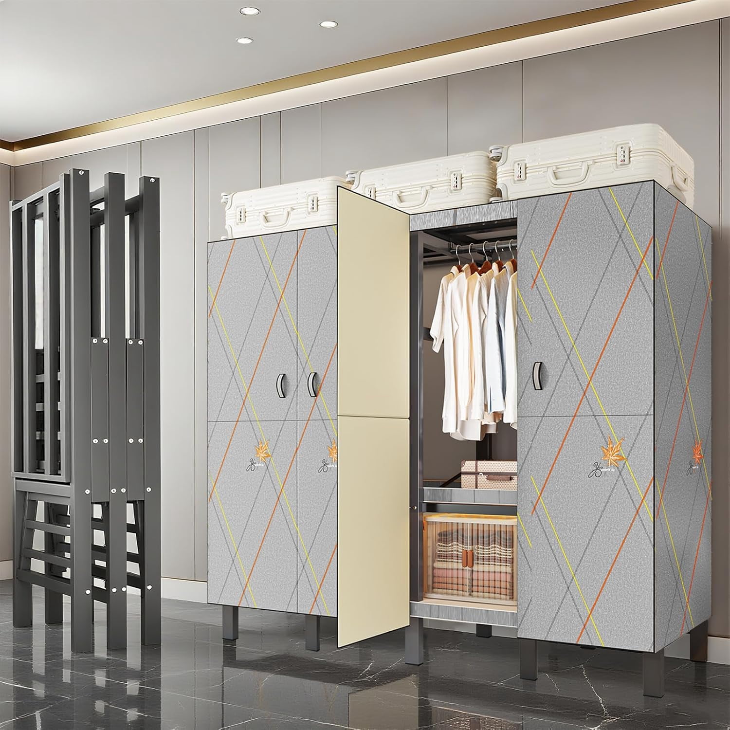 Portable Closet, Stand Alone Closet, Heavy Duty Covered Clothes Rack