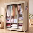 thumbnail image 1 of YEERSWAG® 50 Inch Closet Organizers, Storage Closet 6 Storage Spaces with 3 Hanging Area, Steel Frame Fabric Portable Closet, Easy Assembly And Dust Resistant, Beige, 1 of 11