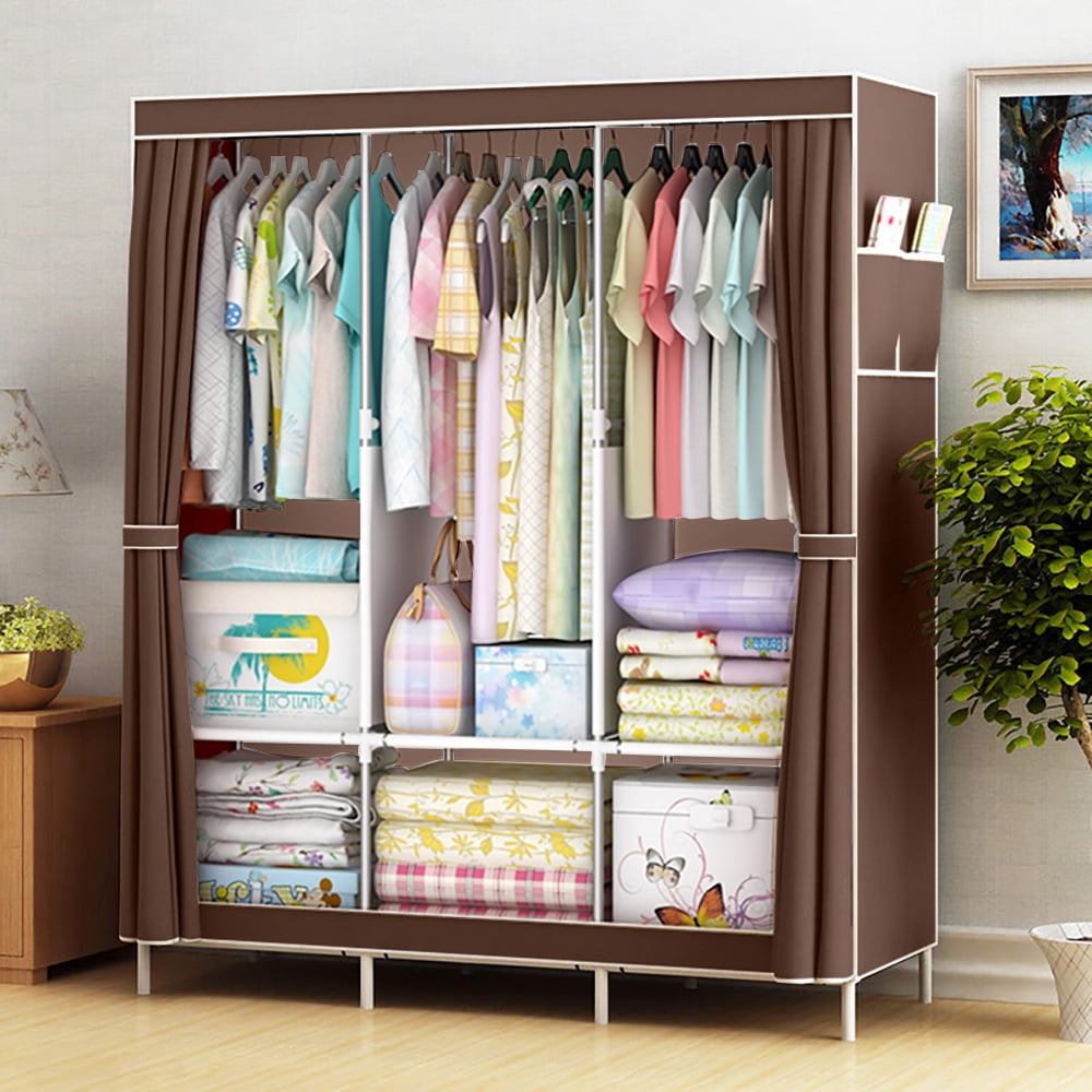 Portable Closet Storage Organizer Clothes Wardrobe Shoe Clothing Rack Shelf Dustproof Non woven Fabric Quick and Easy to Assemble