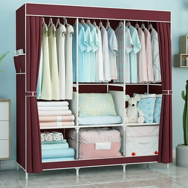 Portable Closet Storage Organizer Clothes Wardrobe Shoe Clothing Rack Shelf Dustproof Non-woven Fabric