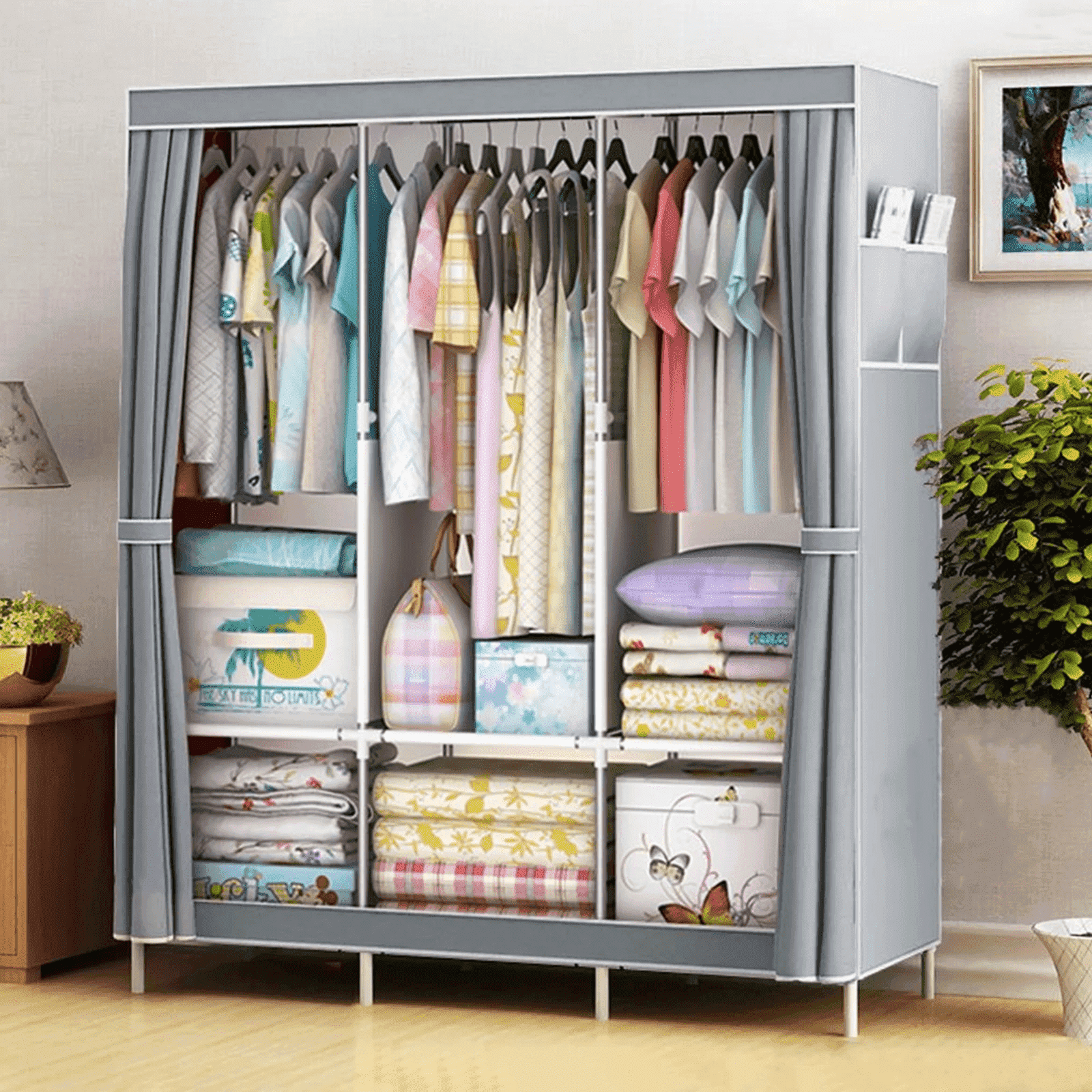 Custom Closet Racks Portable Closet Storage Organizer Clothes Wardrobe Shoe Clothing Rack ...