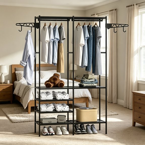 Portable Closet System, Freestanding Clothes Rack, Closet Organizer,Wardrobe(Black)