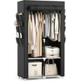 thumbnail image 1 of Portable Closet Wardrobe Closet for Hanging Clothes with 4 Storage Shelves, 2 Hanging Rods and 6 Pockets, Stable and Easy Assembly Clothes Rack with Cover Free Standing Closet for Bedroom, Black, 1 of 9