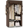 thumbnail image 1 of Portable Closet Wardrobe Closet for Hanging Clothes with 4 Storage Shelves, 2 Hanging Rods and 6 Pockets, Stable and Easy Assembly Clothes Rack with Cover Free Standing Closet for Bedroom,Brown, 1 of 18
