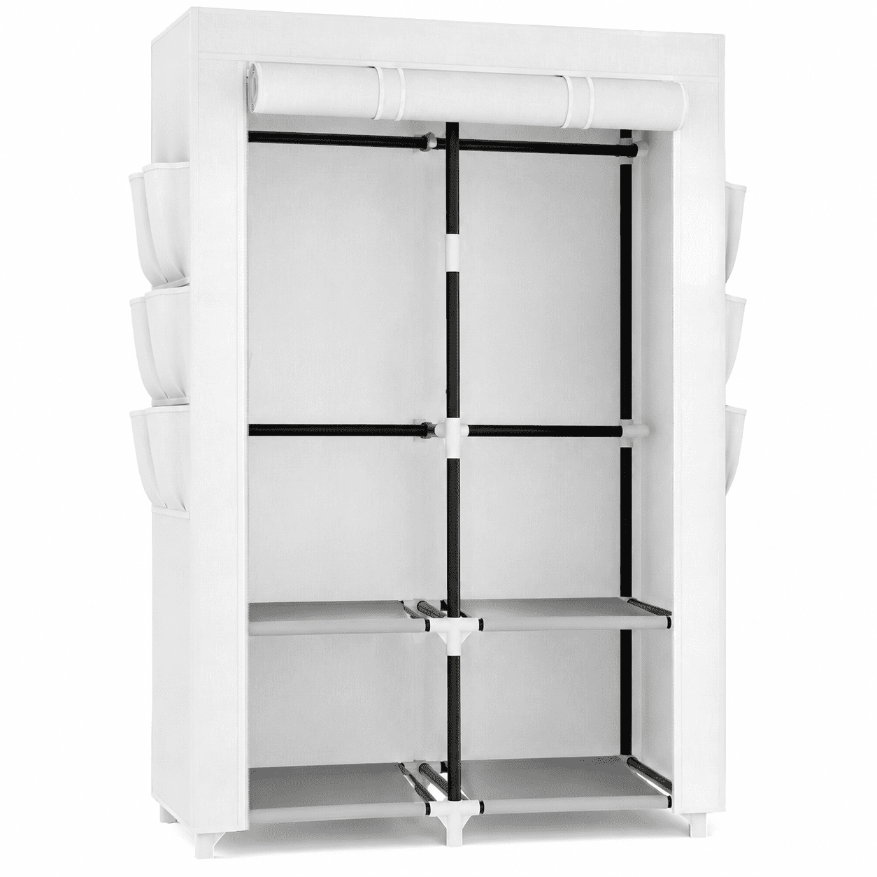 Cloth Raks Fortable Portable Closet Wardrobe for Hanging Clothes with 4 Storage Shelves, 2 ...