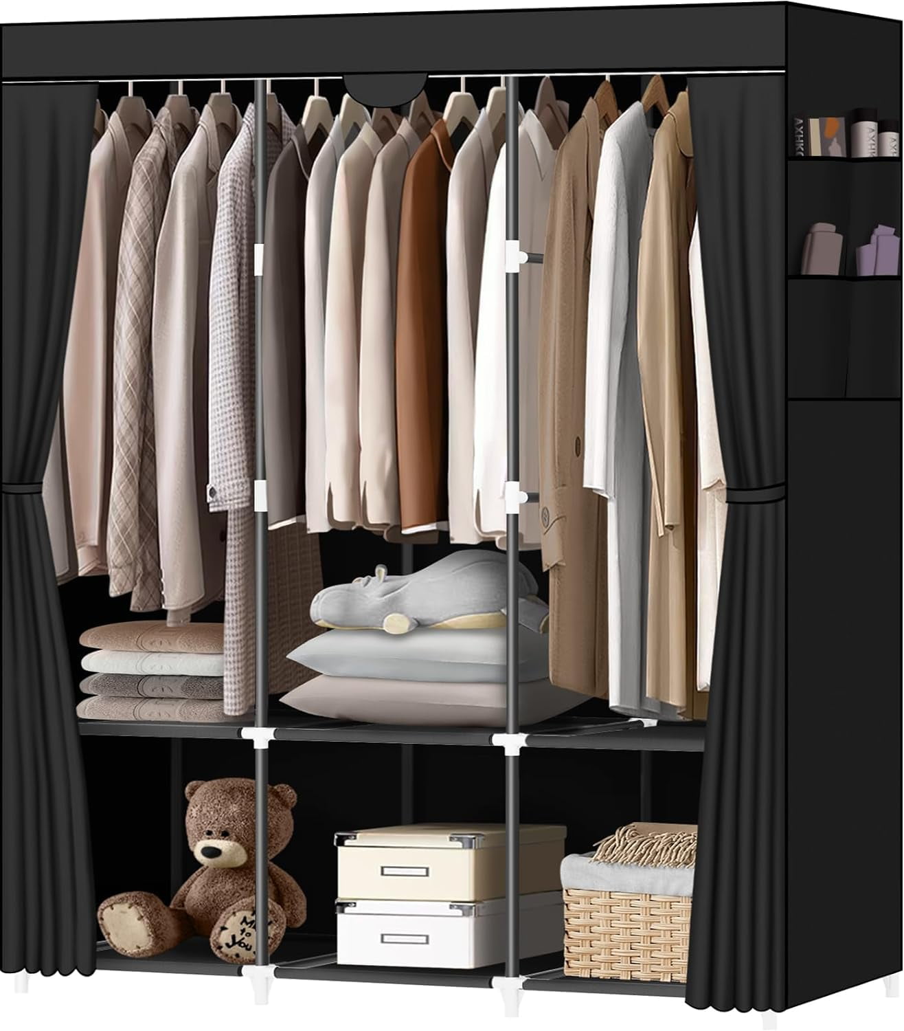 Portable Closet, portable closets for hanging clothes with 3 Hanging