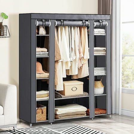 Portable Clothes Closet with 12 Shelf Clothes Organizer 67*50.4*17.7 Inch Clothes Rack Standing Wardrobe Closet Storage Closet Organizer