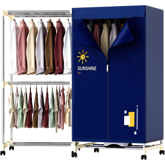 Portable Clothes Dryer, 1000W Portable Dryer Double Layers Portable Dryers for Laundry Stainless Steel Drying Machine Clothes Dryer for Apartments Home Dorms RVs with Timer and Fabric Cover