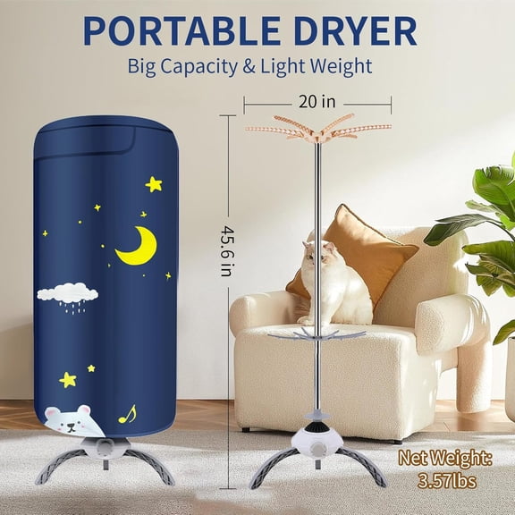 Portable Clothes Dryer for Apartment, RV and Travel, Secadora de ropa portatil, Mini Dryer Quickly Dry Light Clothes, Underwear, Baby Clothes, Socks and Shoes