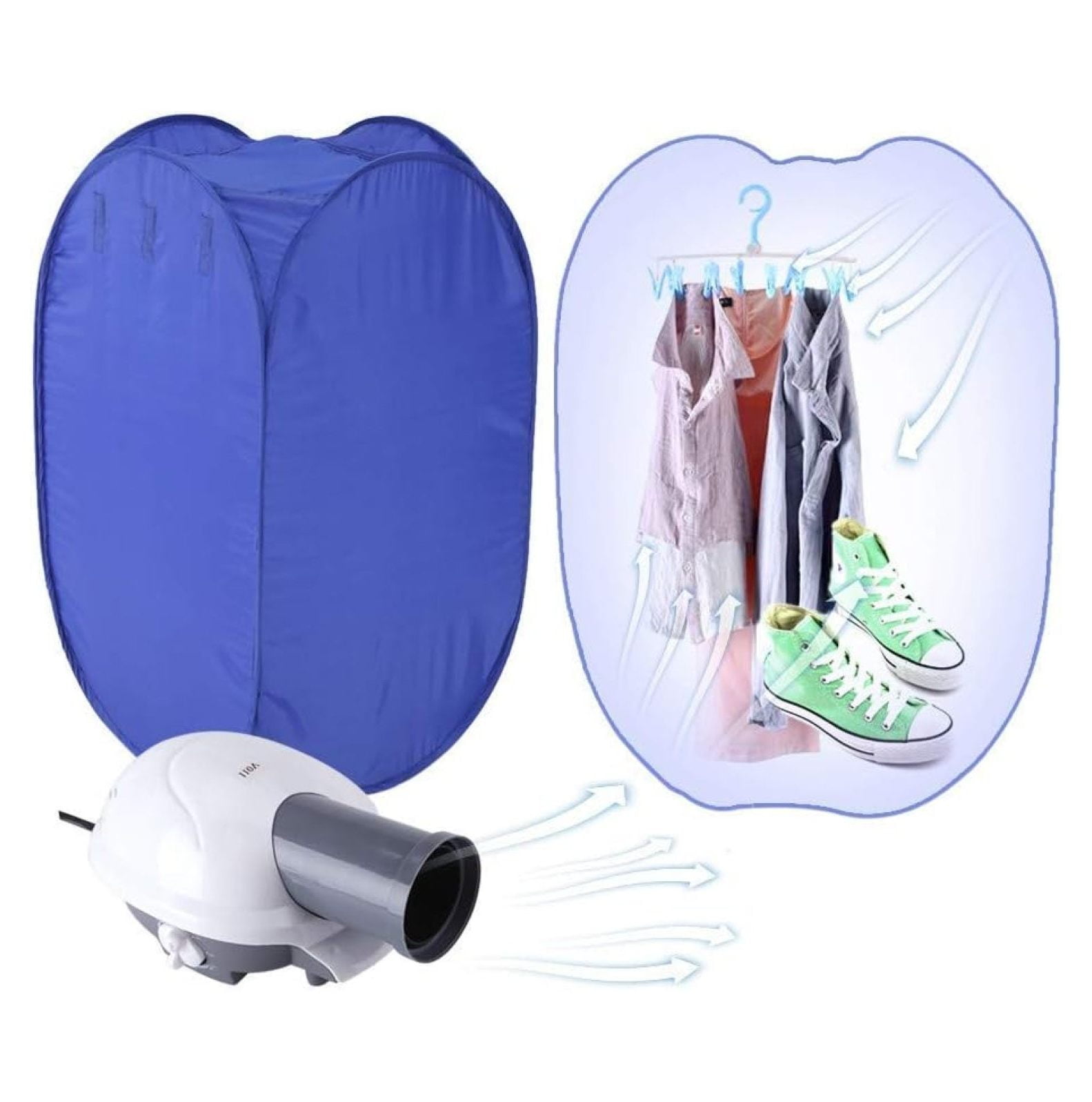 Portable Clothes Dryer, Blue Mini Folding Ventless Electric Clothes
