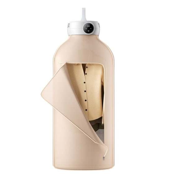 Portable Clothes Dryer, Mini Dryer for Apartments, 600W PTC Heating, LED Display, 5-H Timer, Foldable Laundry Dryer for Dorm, RV, Hotel, 7lbs Capacity, Beige