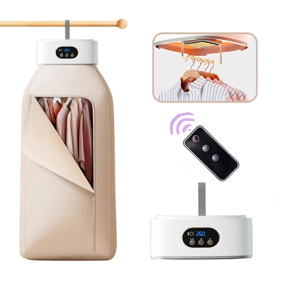 Portable Clothes Dryer with Remote Control & Drying Bag Small Foldable Electric Dryer for Travel RVs Homes and Apartments Compact Foldable Design Appliance