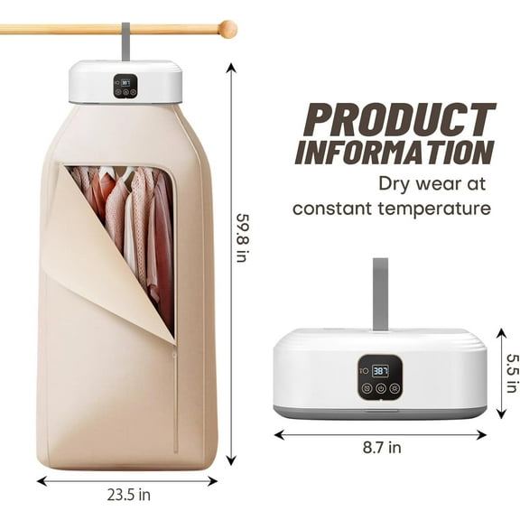 Portable Clothes Dryer with Remote Control,  Foldable Electric Drying  for Travel, RV, Home