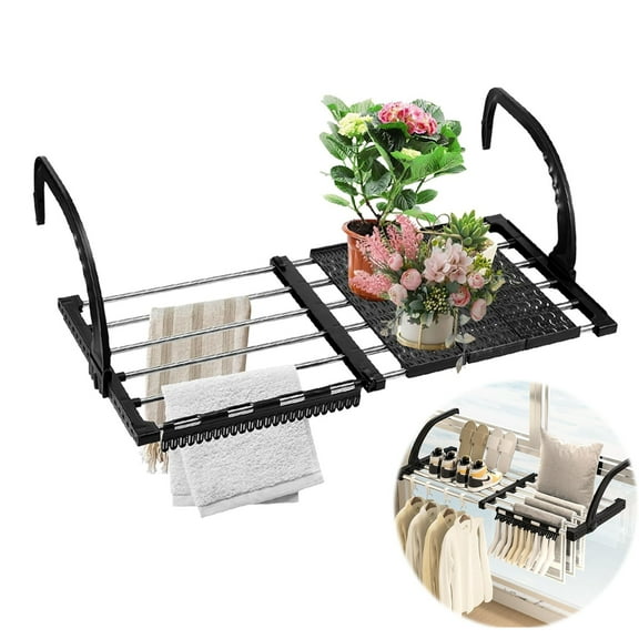 Portable Clothes Drying Rack for Balcony Railings Windowsill,Extendable Balcony Radiator Drying Rack Stainless Steel Hanging Drying Rack,for Hanging Socks,Clothes,Towel (42-72cm)