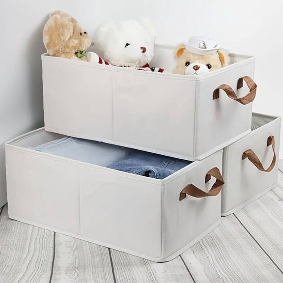 Portable Clothes Storage Box Foldable Thick Cloth Storage And Storage Bag Organizing Bedroom Wardrobe Clothes With Window Storage White And Linen Model. 17.7×11×7.845cm*28cm*20cm